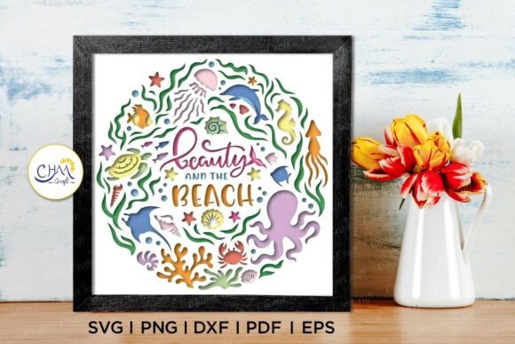 3D Beauty and the Beach Shadow Box SVG for Summer Campaigns
