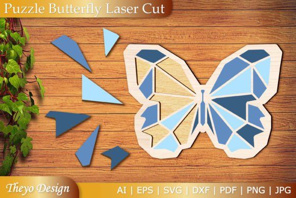 3D Butterfly Puzzle SVG Laser Cut for Modern Wall Decor Projects