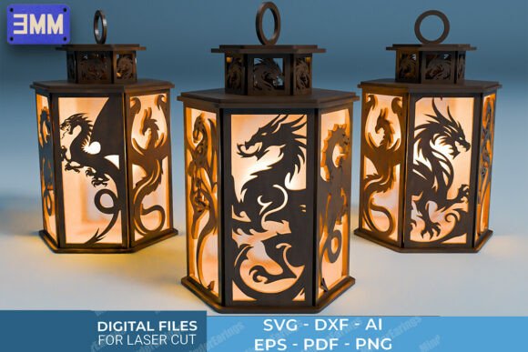 3D Dragon Lantern Laser Cut Files for Creative Stands