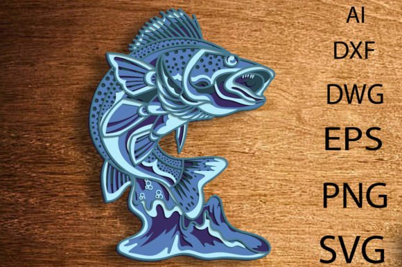 3D Fish Multilayer SVG Cut File Mandala for Wall Decor & Laser Cutting