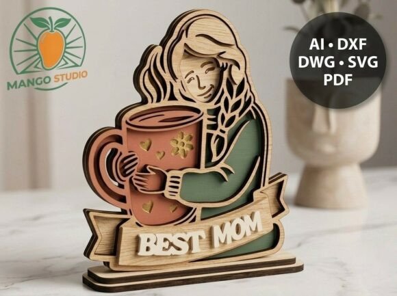 3D Layered Best Mom Coffee 3mm Laser for Mother’s Day Campaigns