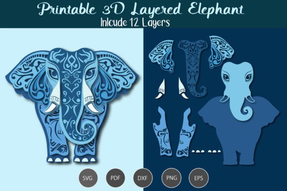 3D Layered Elephant SVG: Editorial Design Review