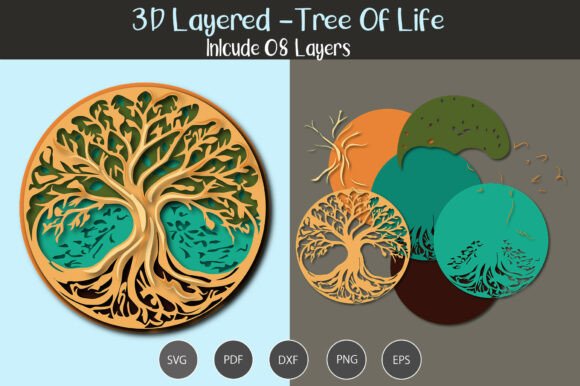 3D Layered Tree of Life SVG: A Design Asset for Home Décor Projects