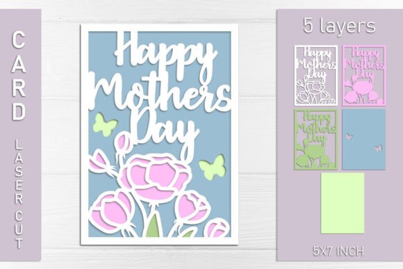 3D Mother’s Day Flower Card SVG for Laser Cutting Projects