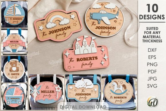 3D Stroller Signs Bundle for Laser Cutting Projects