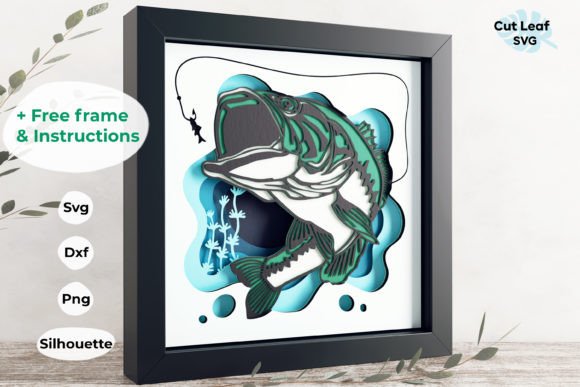 3D SVG Fishing Shadow Box Design for Content Publishing