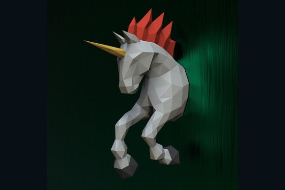 3D SVG Graphic Design Asset: Unicorn Papercraft for Creative Publishing