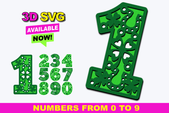 3D SVG St. Patrick’s Day Numbers for Crafters