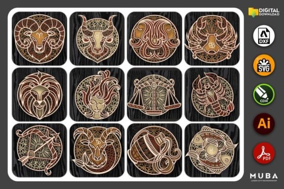 3D SVG Zodiac Bundle for Creative Design Projects