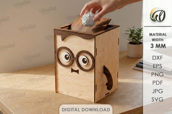 3D Tabletop Trash Bin Laser Cut in Other Home Decor