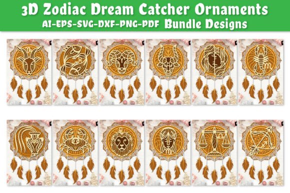 3D Zodiac Dream Catcher Ornaments Laser Cutting for Etsy & More