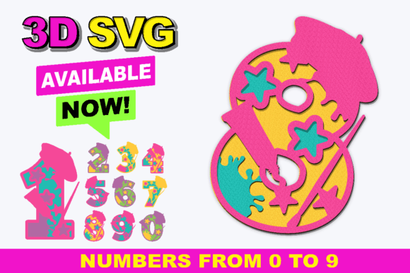 Artist Numbers 3D SVG: A Stylish Graphic Design Asset for Coloring Pages Amp