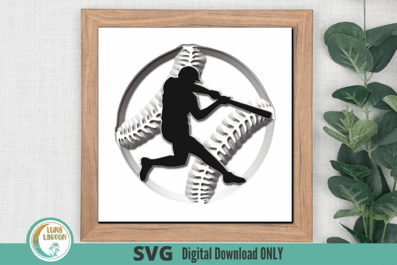 BASEBALL 3D SVG for Shadow Box: A Layered Design Asset That Adds Depth