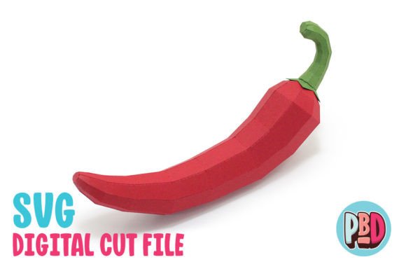 Chili Pepper 3D Papercraft for Editorial and Web Design