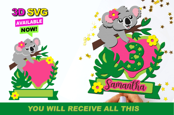 Cute Koala Cake Topper 3D SVG: A Playful Shape for Branding and Packaging