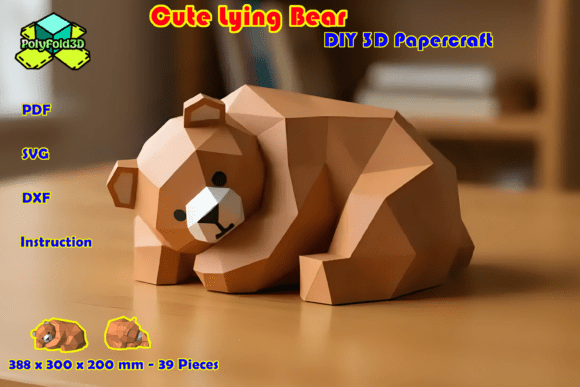 Cute Lying Bear DIY 3D SVG for Local Business Branding
