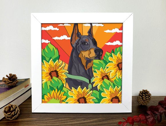 Dobermann Shadow Box 3D SVG for Dog Lovers