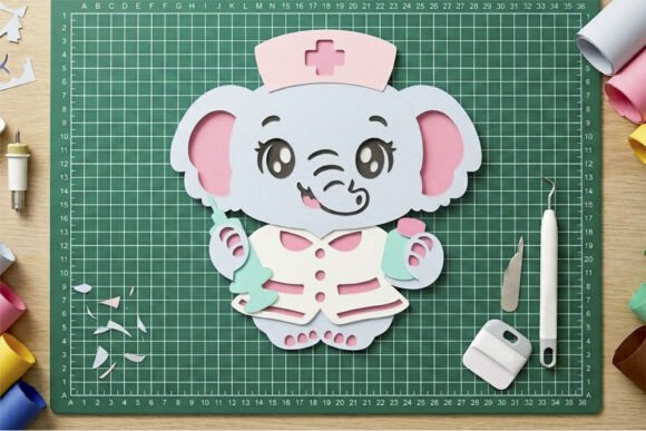 Doctor and Nurse Elephant 3D SVG: A Charming Addition to Your People-Themed Design Collection