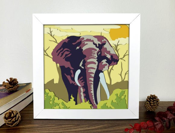 Elephant Shadow Box 3D SVG: A Unique Graphic Design Asset for Handmade Creations
