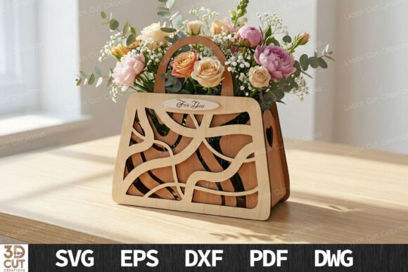 Floral Handbag Flower Box 3D SVG: Laser Cutting Boxes for Brand Visuals