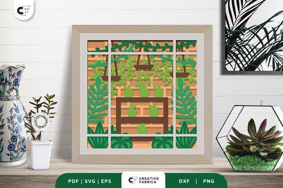 Green House Plant 3D Shadow Box SVG: A Summer Graphic for Content Creators