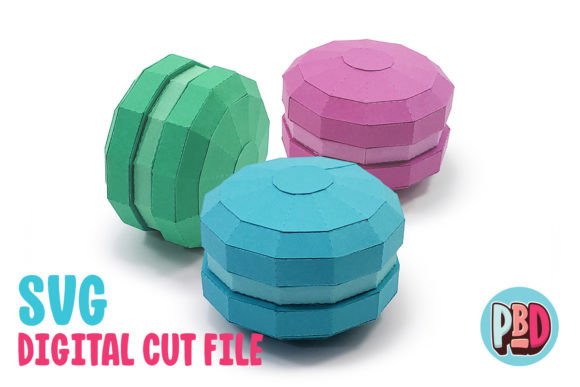 Macarons 3D Papercraft: A Versatile SVG Shape for Creative Branding