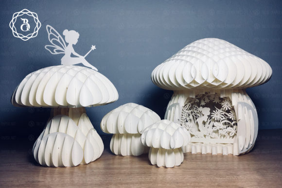 Mushroom and Little Fairy 3D SVG for Creative Projects