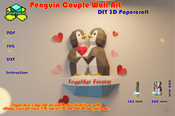 Penguin Couple DIY 3D SVG for Valentine's Day Projects