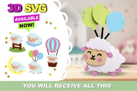 Sheep Kawaii 3D SVG for Handmade and Design Projects