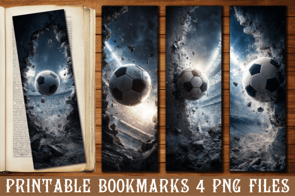 Soccer Ball Wall Break 3D PNG Bookmark for Crafts and Graphics