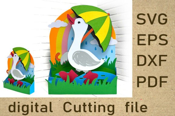 Spring Goose Pop Up Card SVG 3D Paper: A Laser Cutting Design for Springtime Branding