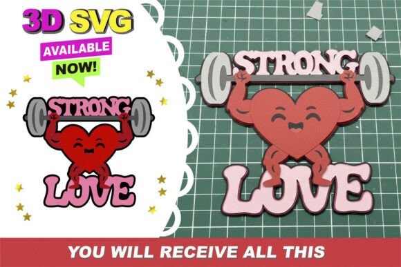 Strong Love Cake Topper 3D SVG Review for Valentine's Day Creations