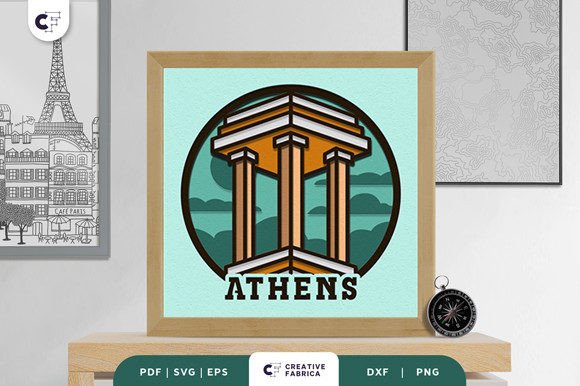 Temple of Olympian Zeus 3D SVG for Country-Themed Design Projects